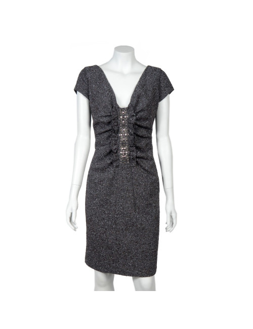 Robe VALENTINO  T38 en tweed et broderies