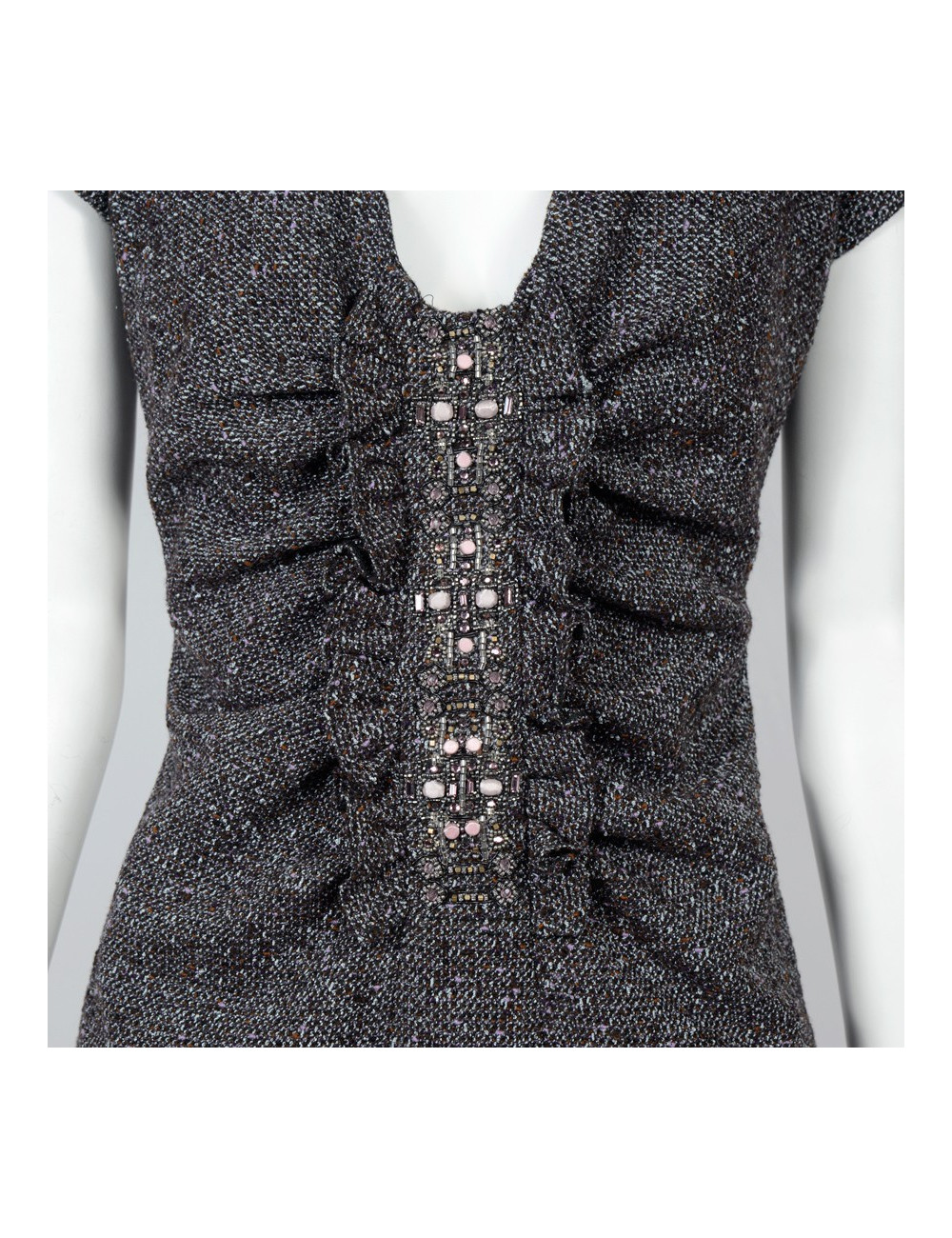 Robe VALENTINO  T38 en tweed et broderies