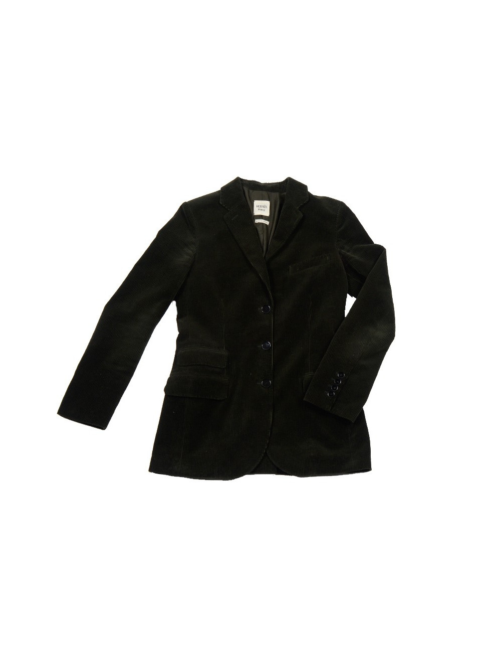 Veste HERMES T 36 velours côtelé vert foncé