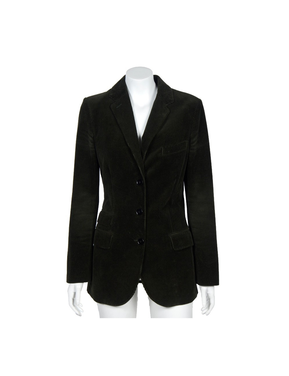 Veste HERMES T 36 velours côtelé vert foncé