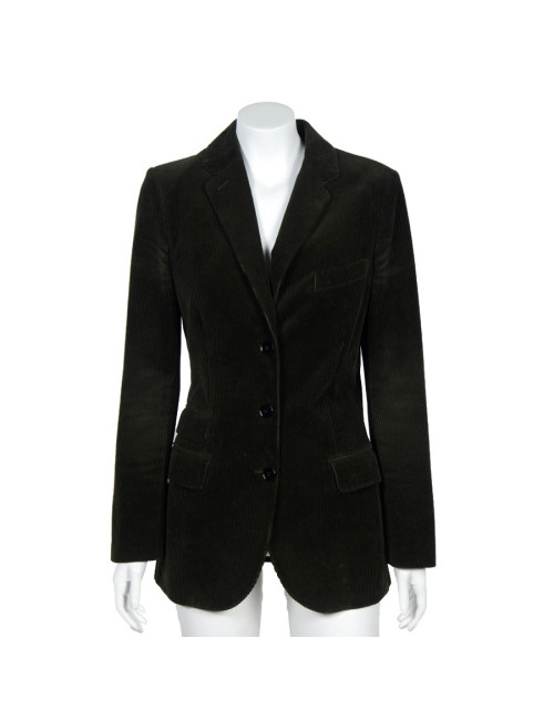 Veste HERMES T 36 velours côtelé vert foncé