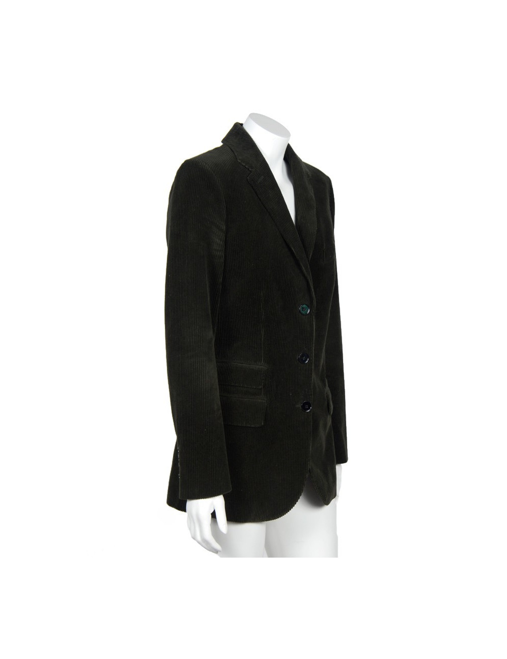 Veste HERMES T 36 velours côtelé vert foncé