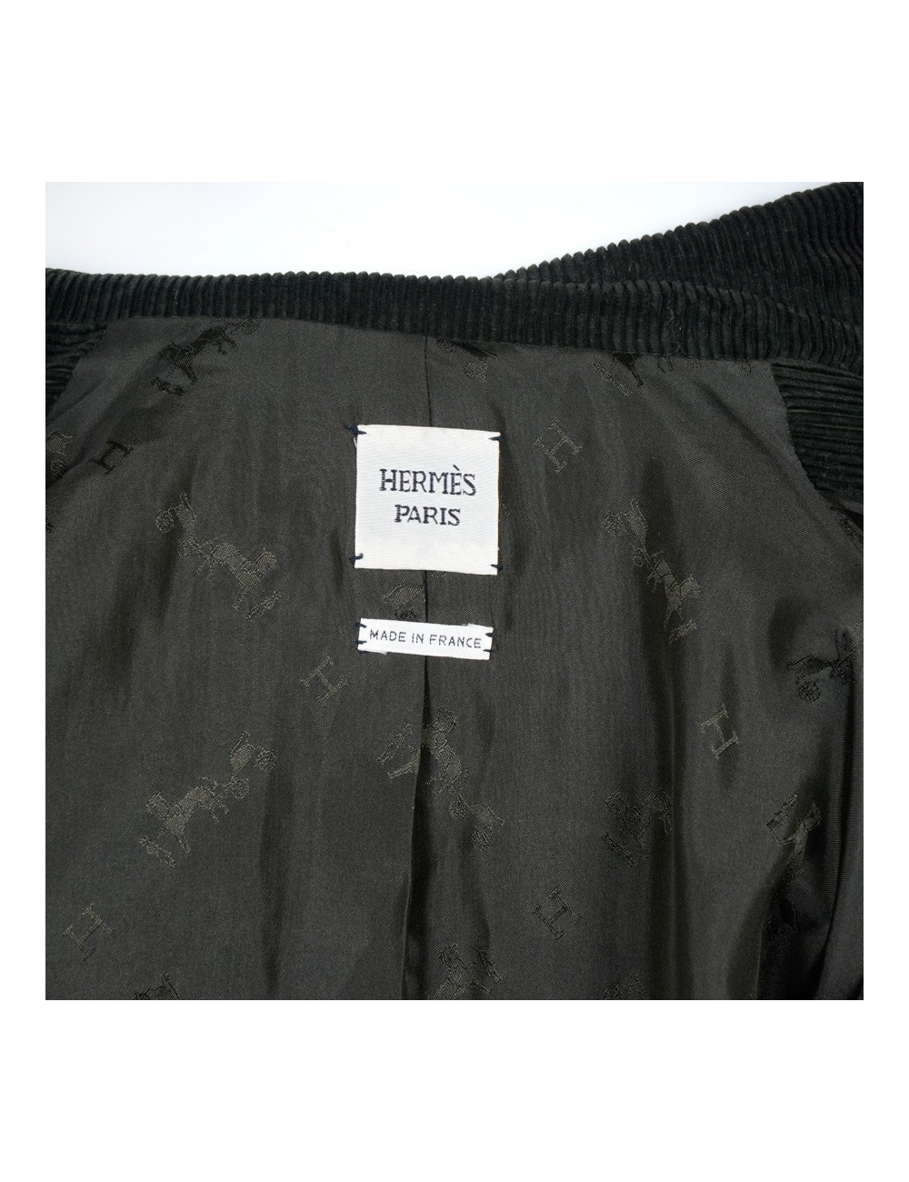 Veste HERMES T 36 velours côtelé vert foncé