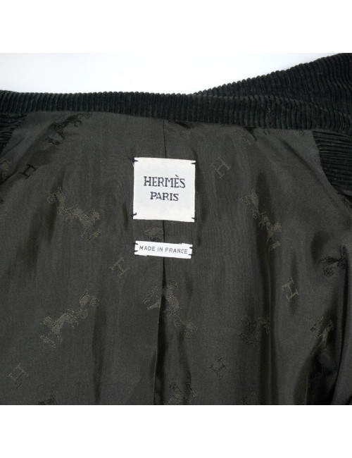 Veste HERMES T 36 velours côtelé vert foncé