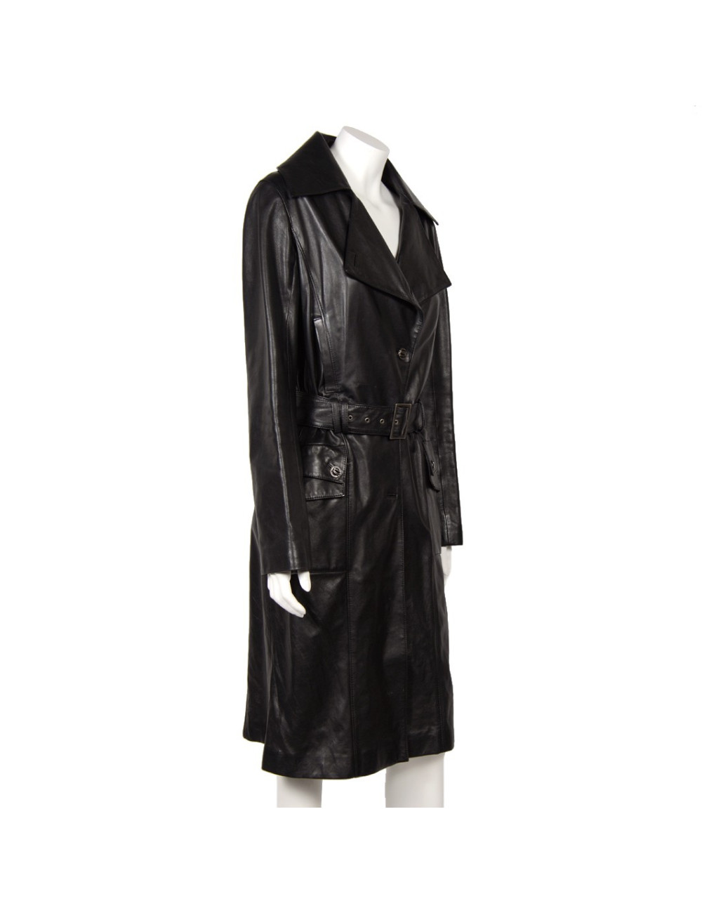 Trench VERSACE Classic cuir souple noir