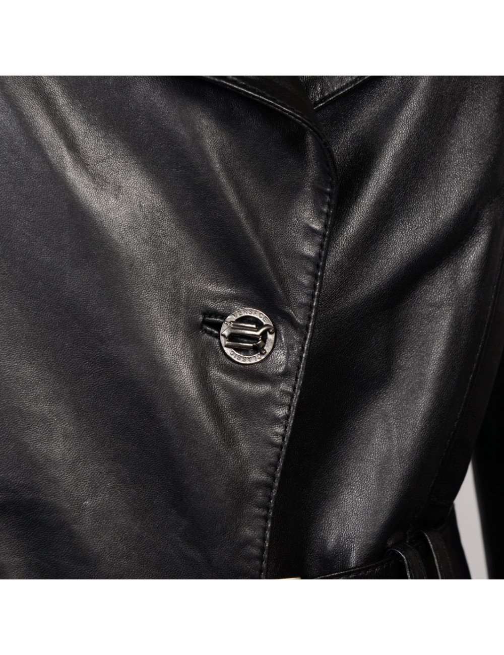 Trench VERSACE Classic cuir souple noir