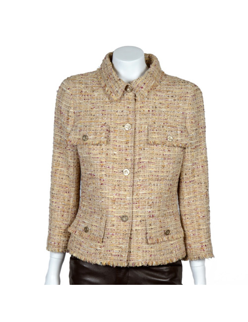 Veste CHANEL t 40 tweed beige