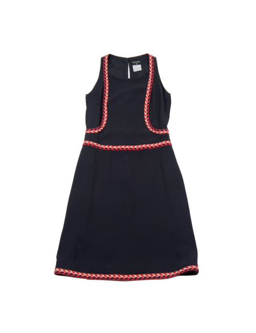 Robe CHANEL T 38 soie bleue marine 