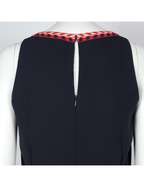 Robe CHANEL T 38 soie bleue marine 