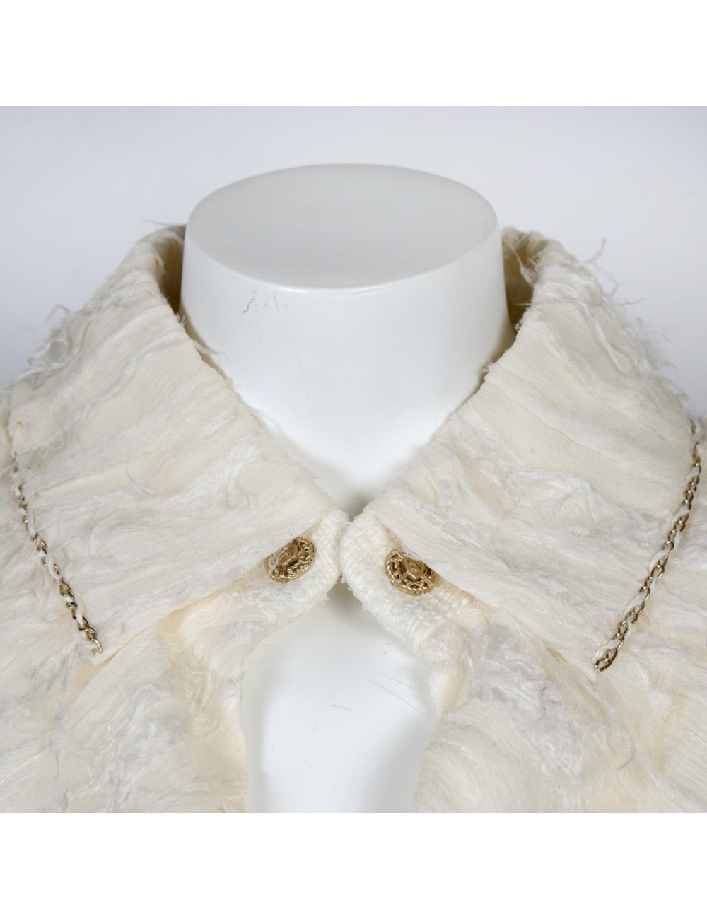 Veste CHANEL T 36 tweed ivoire et dentelle