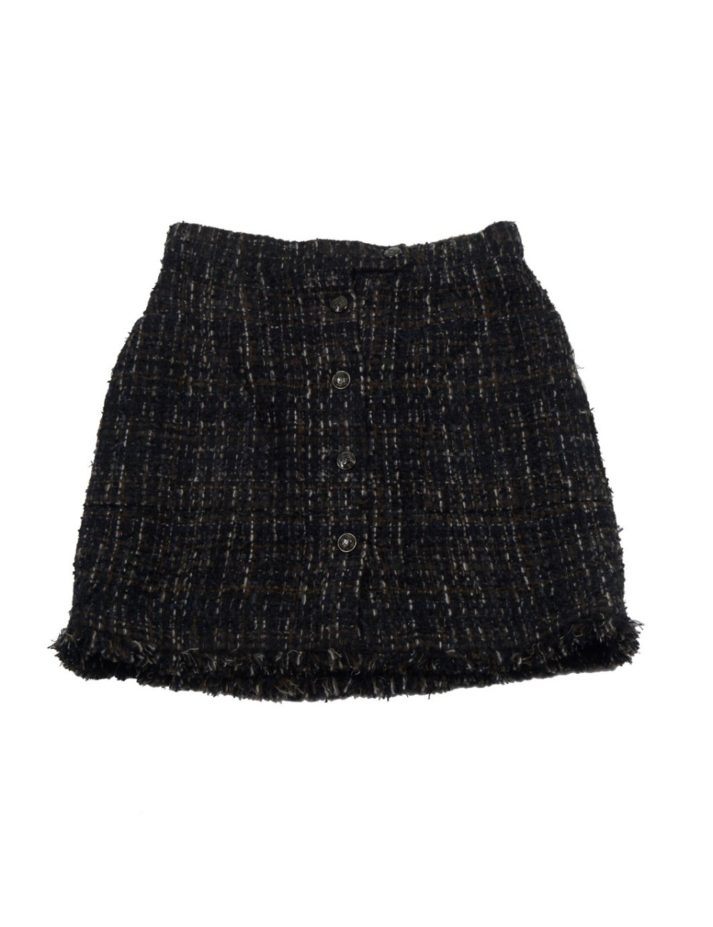 Jupe CHANEL T 42 Tweed marron et noir