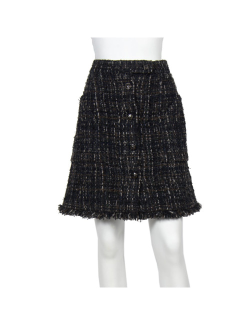 Jupe CHANEL T 42 Tweed marron et noir