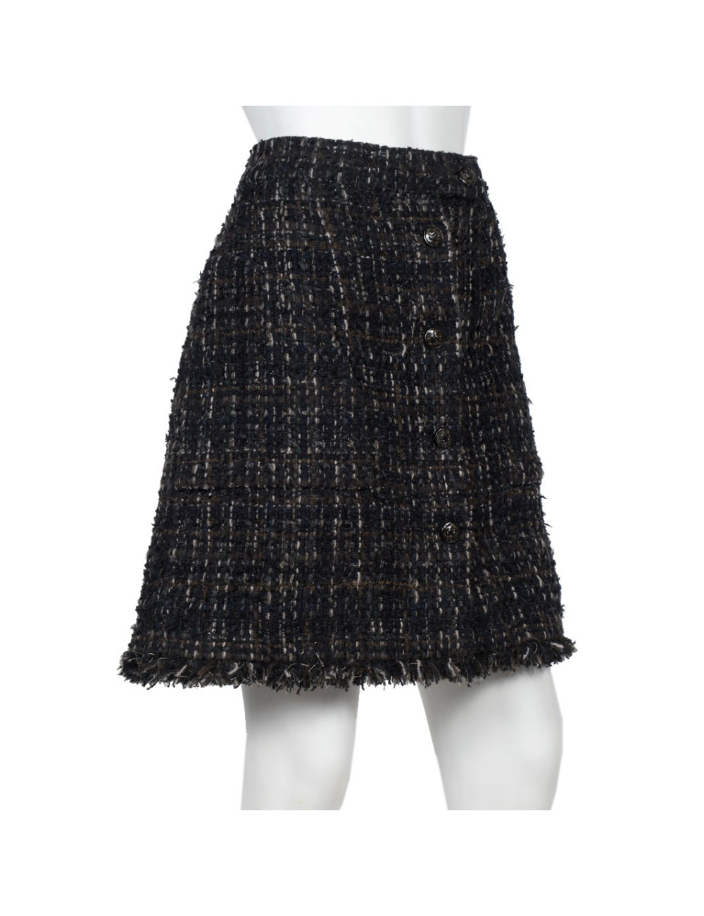 Jupe CHANEL T 42 Tweed marron et noir