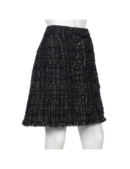 rOBE chanel t 38 bleue marine et liserets rouge et blanc