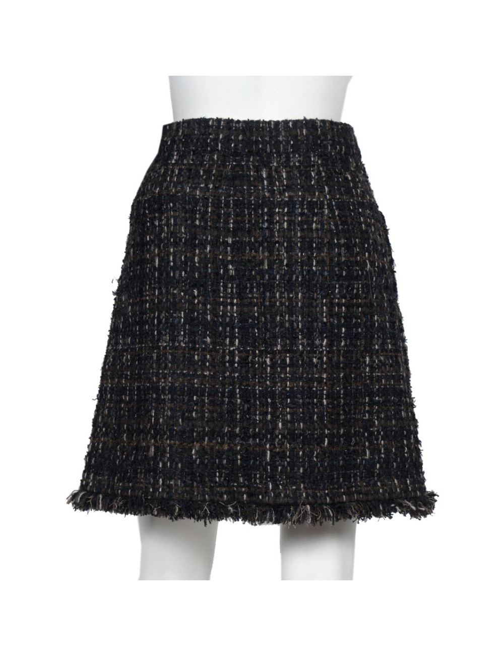 Jupe CHANEL T 42 Tweed marron et noir