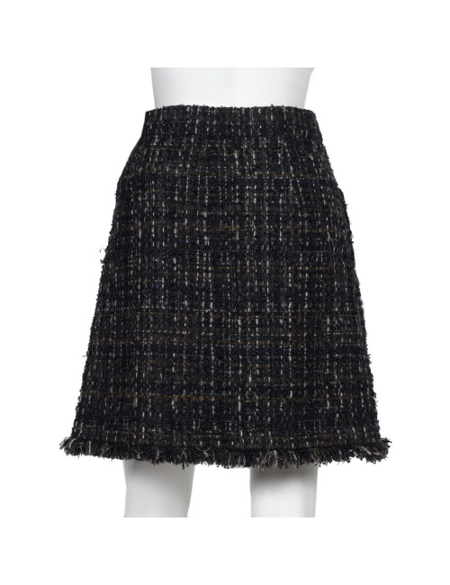 Jupe CHANEL T 42 Tweed marron et noir