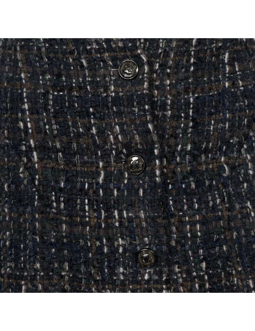 rOBE chanel t 38 bleue marine et liserets rouge et blanc