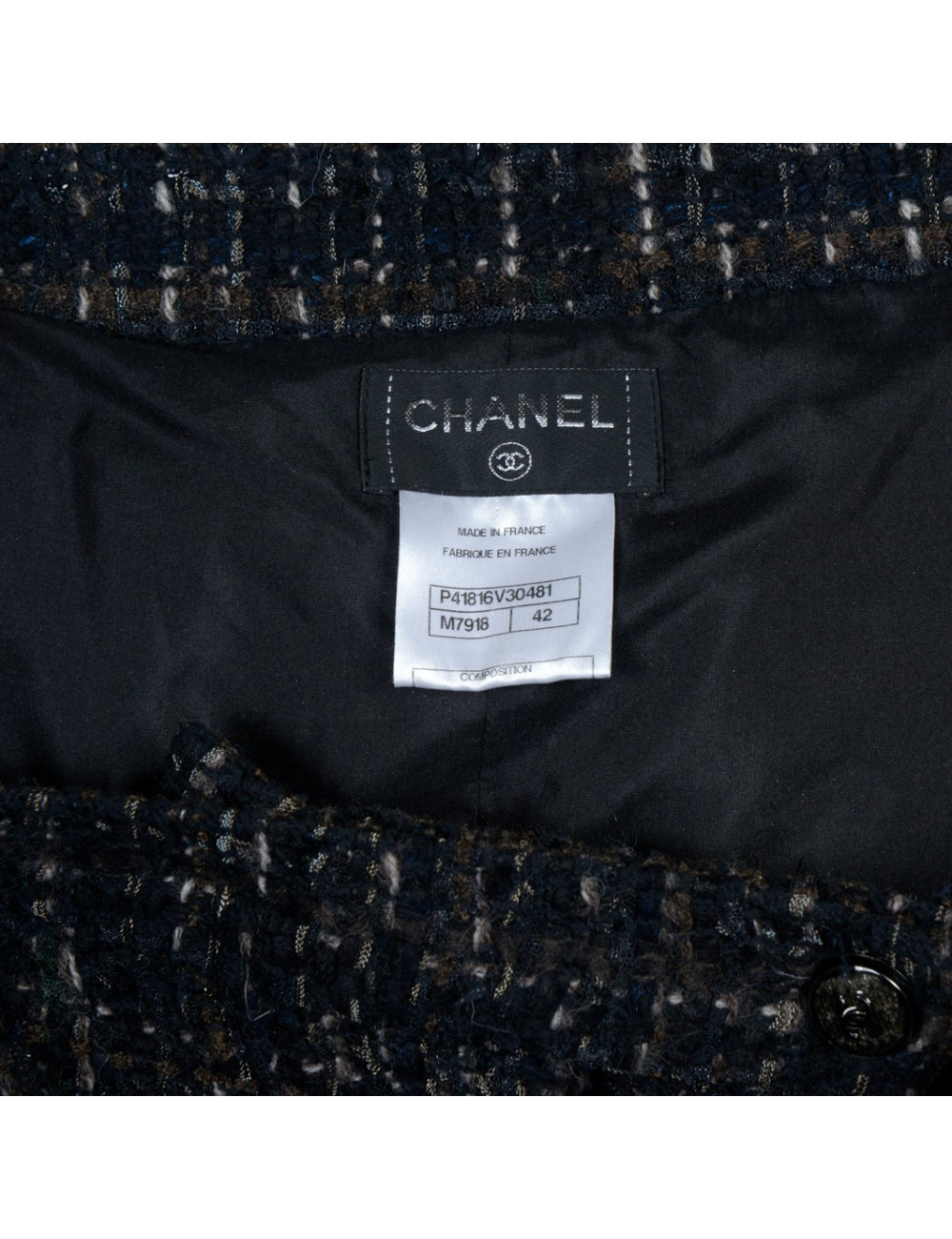Jupe CHANEL T 42 Tweed marron et noir