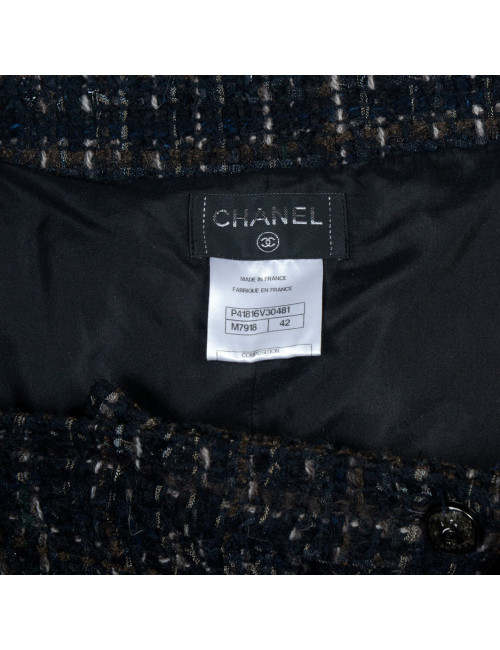 Jupe CHANEL T 42 Tweed marron et noir
