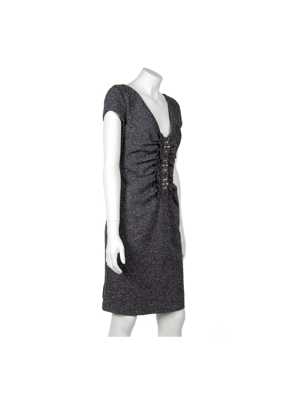 Robe VALENTINO  T38 en tweed et broderies