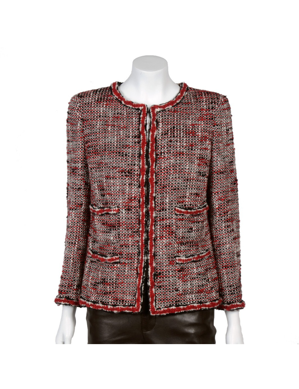 Veste tweed rouge CHANEL T38