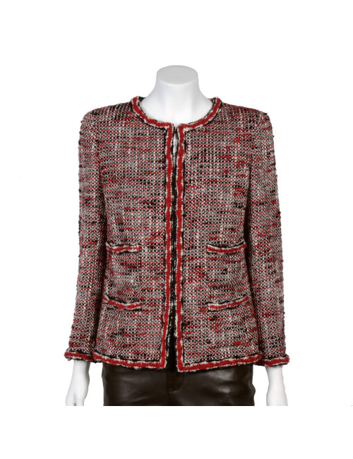 Veste tweed rouge CHANEL T38