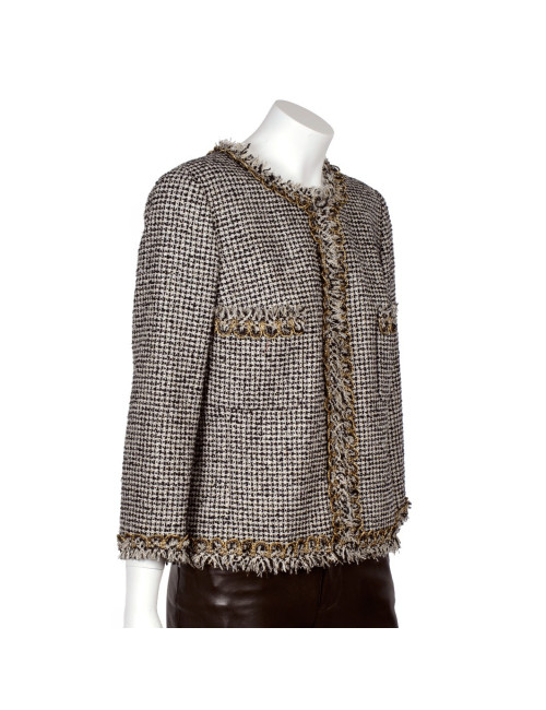 Veste CHANEL noire, blanche et or T42