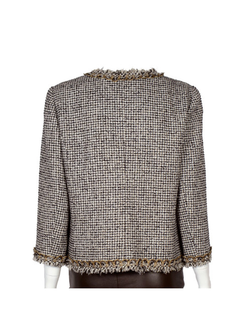 Veste CHANEL noire, blanche et or T42