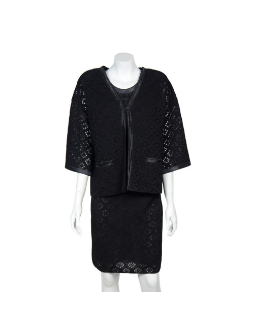 Ensemble CHANEL t 40 robe et veste dentelle noire
