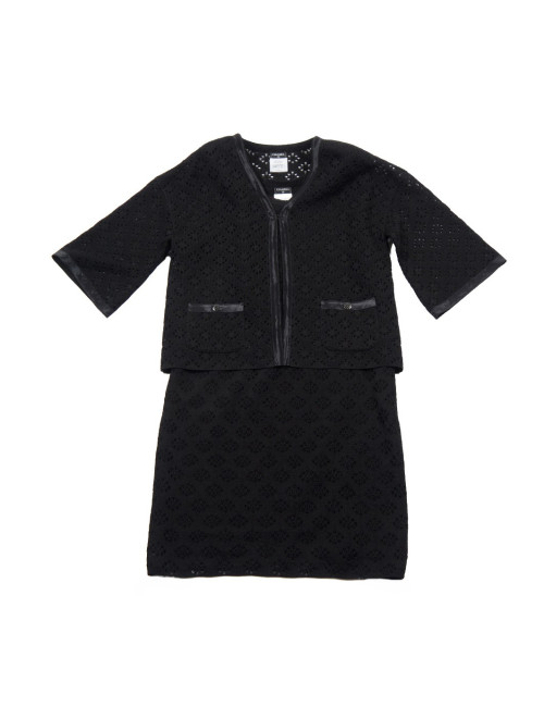 Ensemble CHANEL t 40 robe et veste dentelle noire