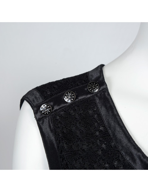 Ensemble CHANEL t 40 robe et veste dentelle noire soie