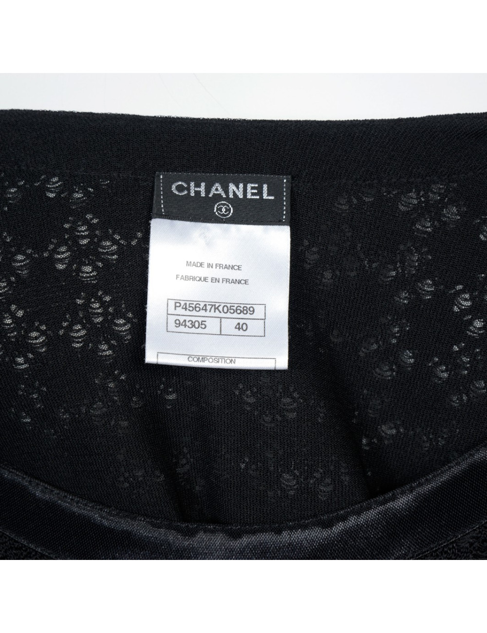 Ensemble CHANEL t 40 robe et veste dentelle noire soie