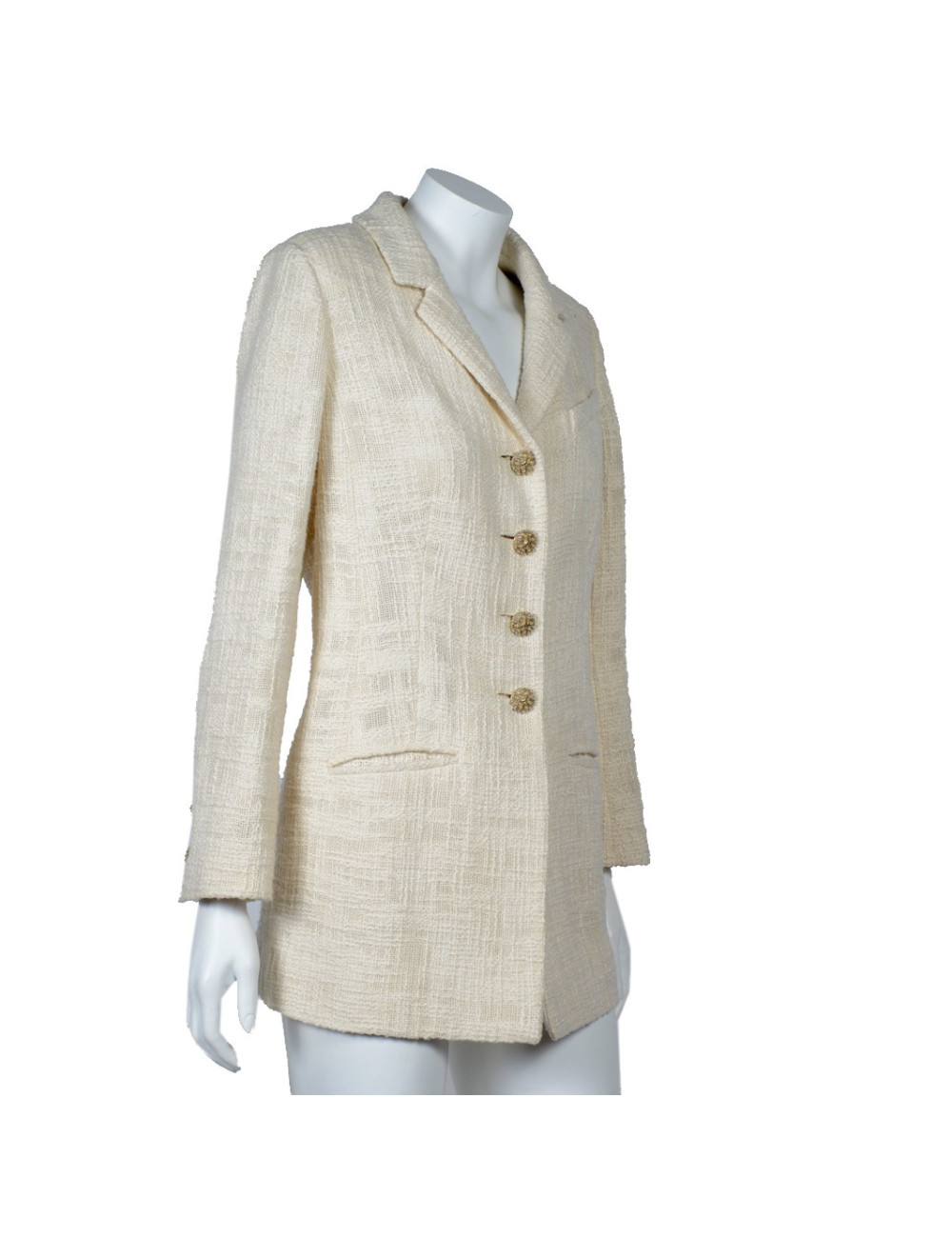 CHANEL long ivory tweed 'Paris Bombay' Jacket size 38EU