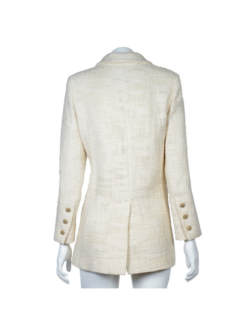 Veste longue CHANEL  tweed  ivoire
