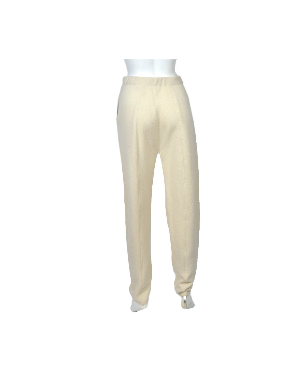 Ensemble blouse et pantalon HERMES soie  et cachemire motifs "plumes"