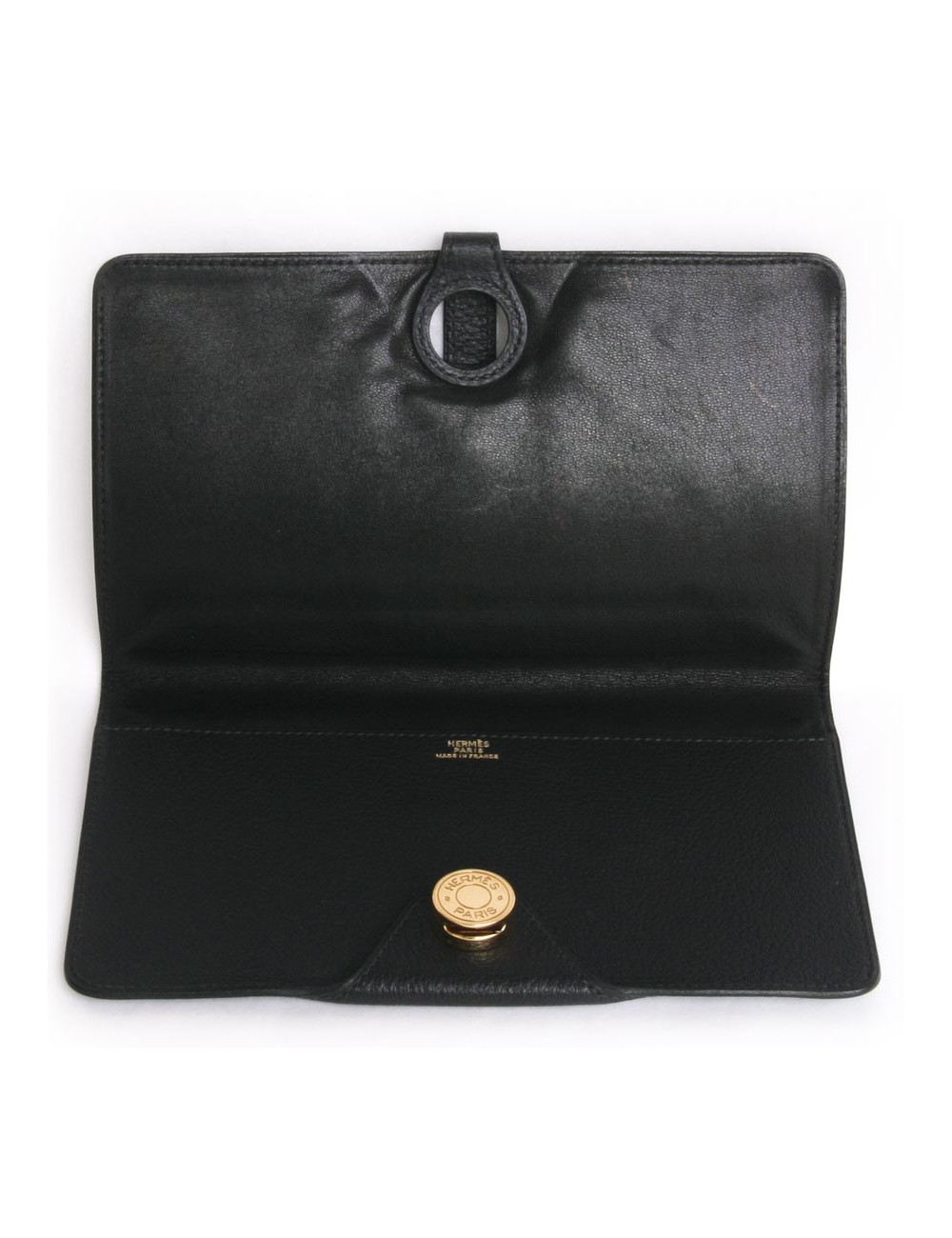 Porte ??? HERMES cuir grainé noir