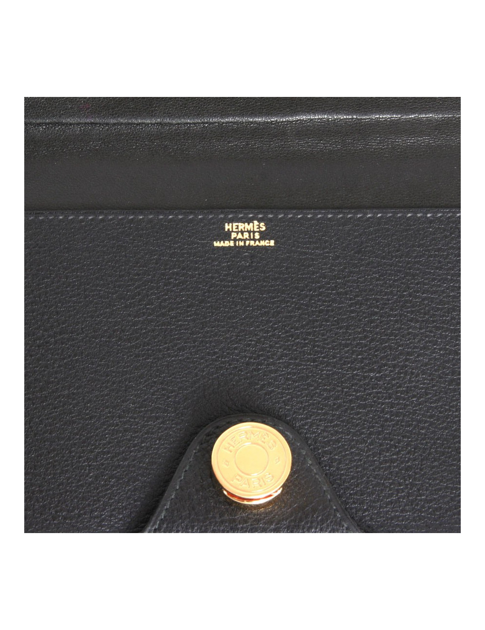 Porte chéquier "dogon" HERMES cuir grainé noir