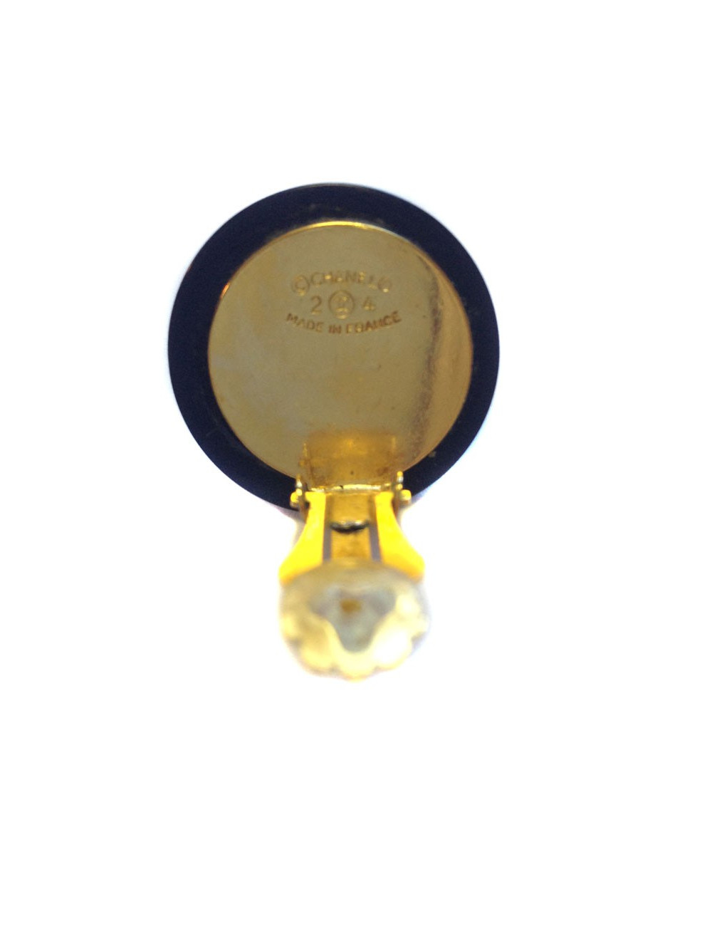 Clips CHANEL noirs et perles nacrées