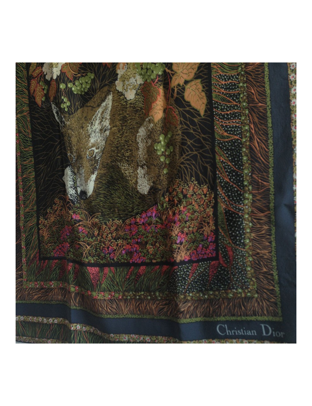 Carré de soie Christian DIOR renard  