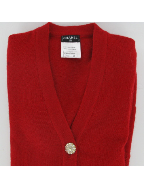 Long waistcoat CHANEL red cashmere