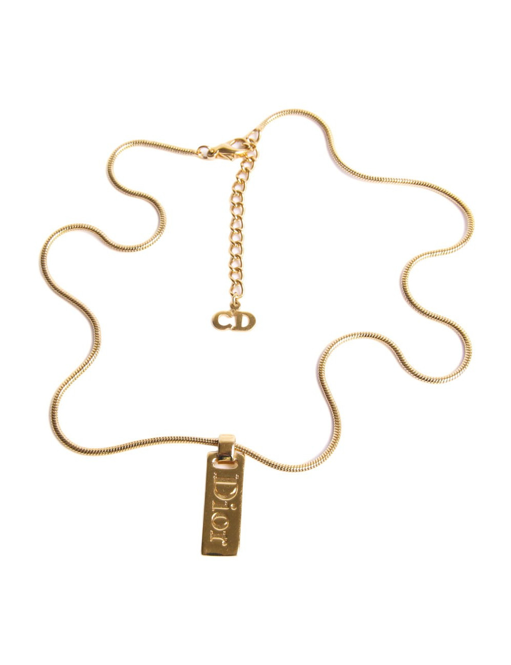 Collier DIOR avec plaque "Dior" dorée