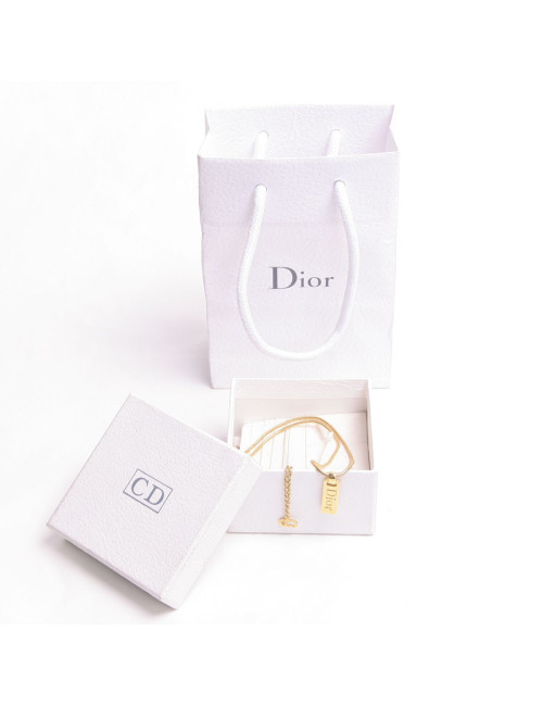Collier DIOR avec plaque "Dior" dorée