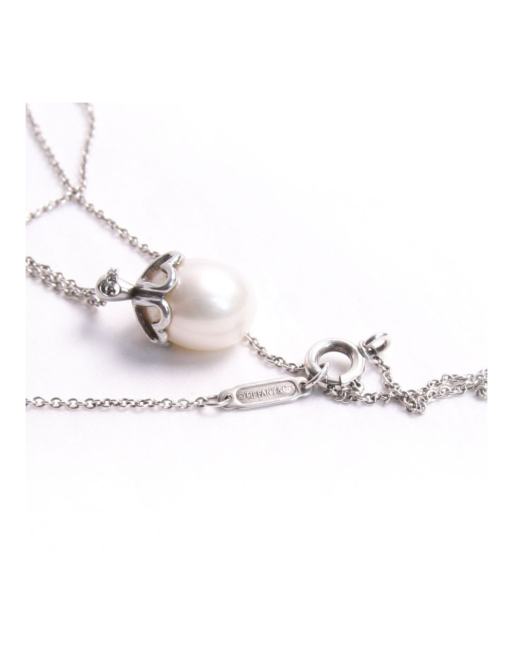 Collier TIFFANY & Co chaîne argent et perle d'eau douce