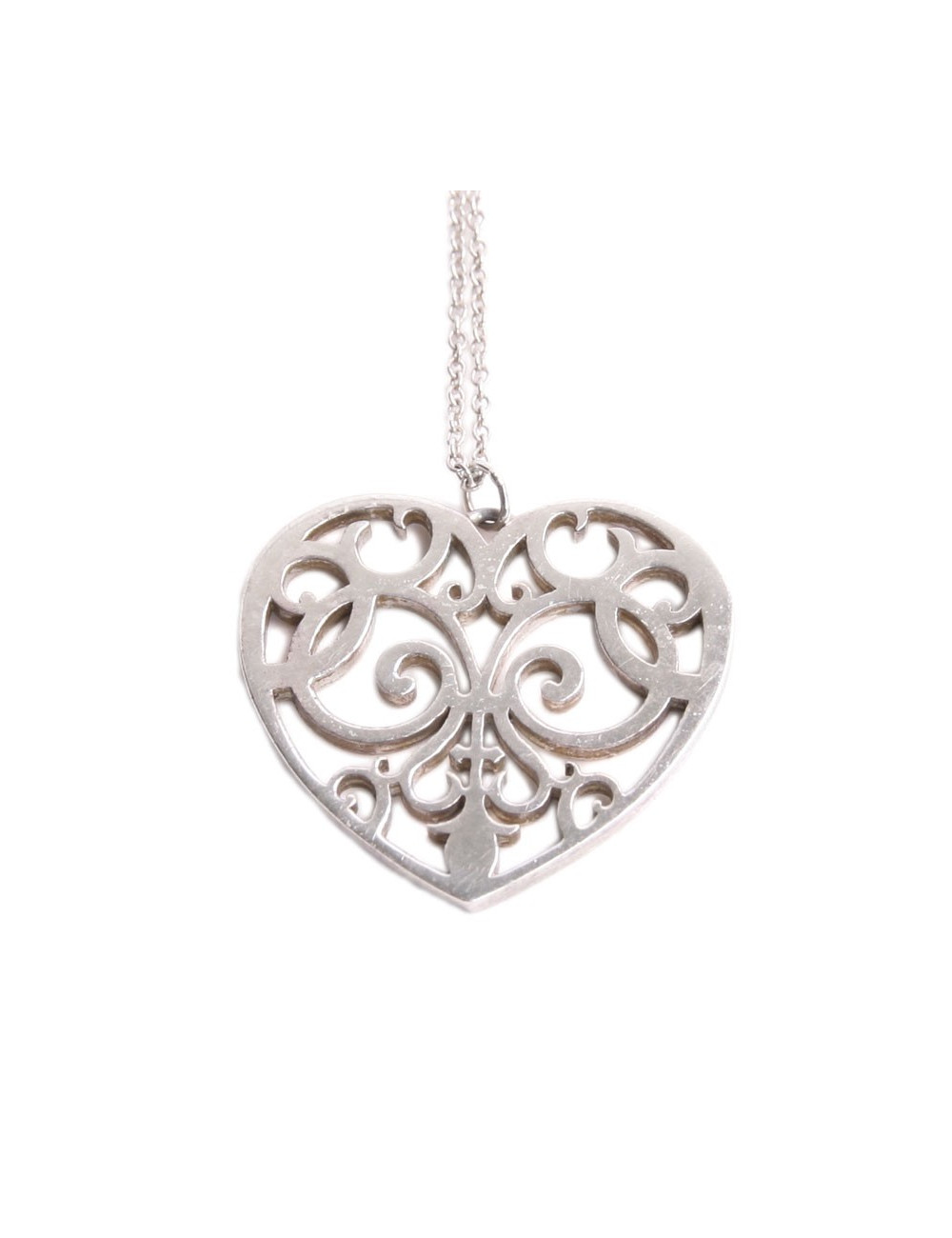 Collier TIFFANY & Co chaîne argent et cœur ajouré