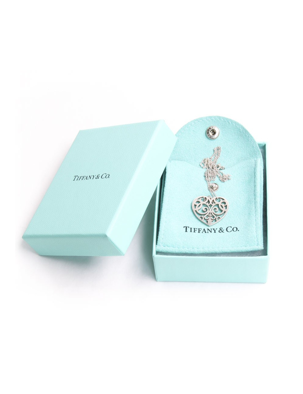 Collier TIFFANY & Co chaîne argent et cœur ajouré