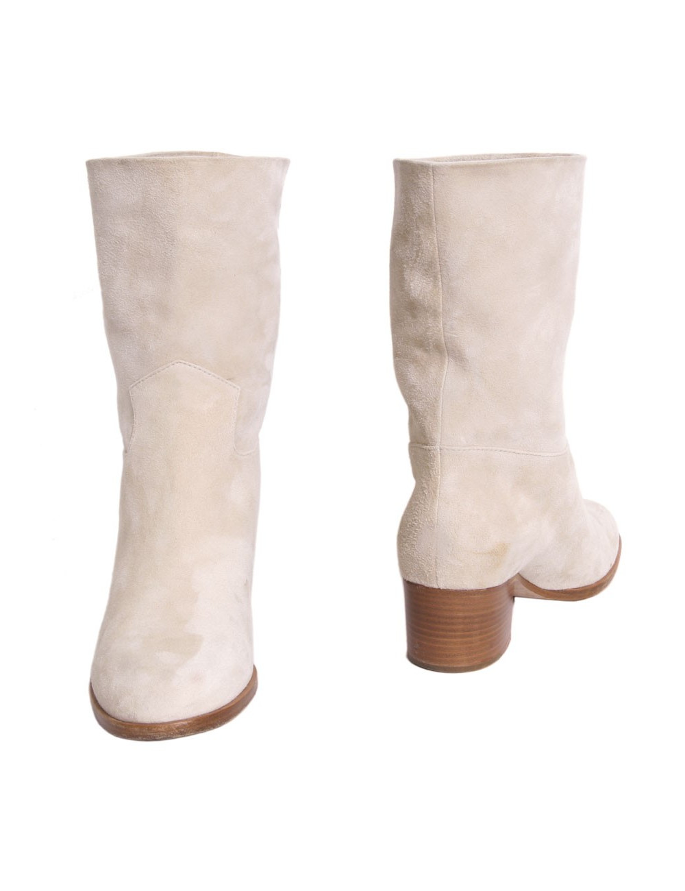 Bottines  CHANEL veau velours beige t 38.5
