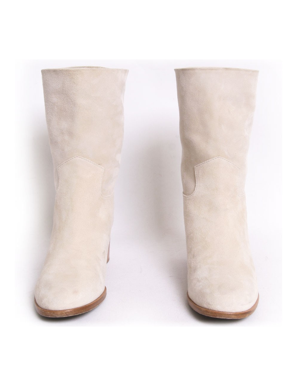 Bottines  CHANEL veau velours beige t 38.5