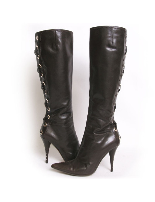 Bottes t 39 YVES SAINT LAURENT cuir marron