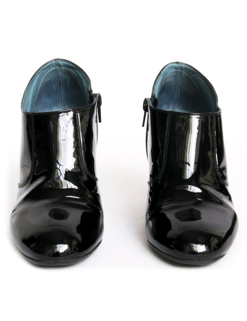 Mi-Boots CHANEL t 36.5 cuir verni noir