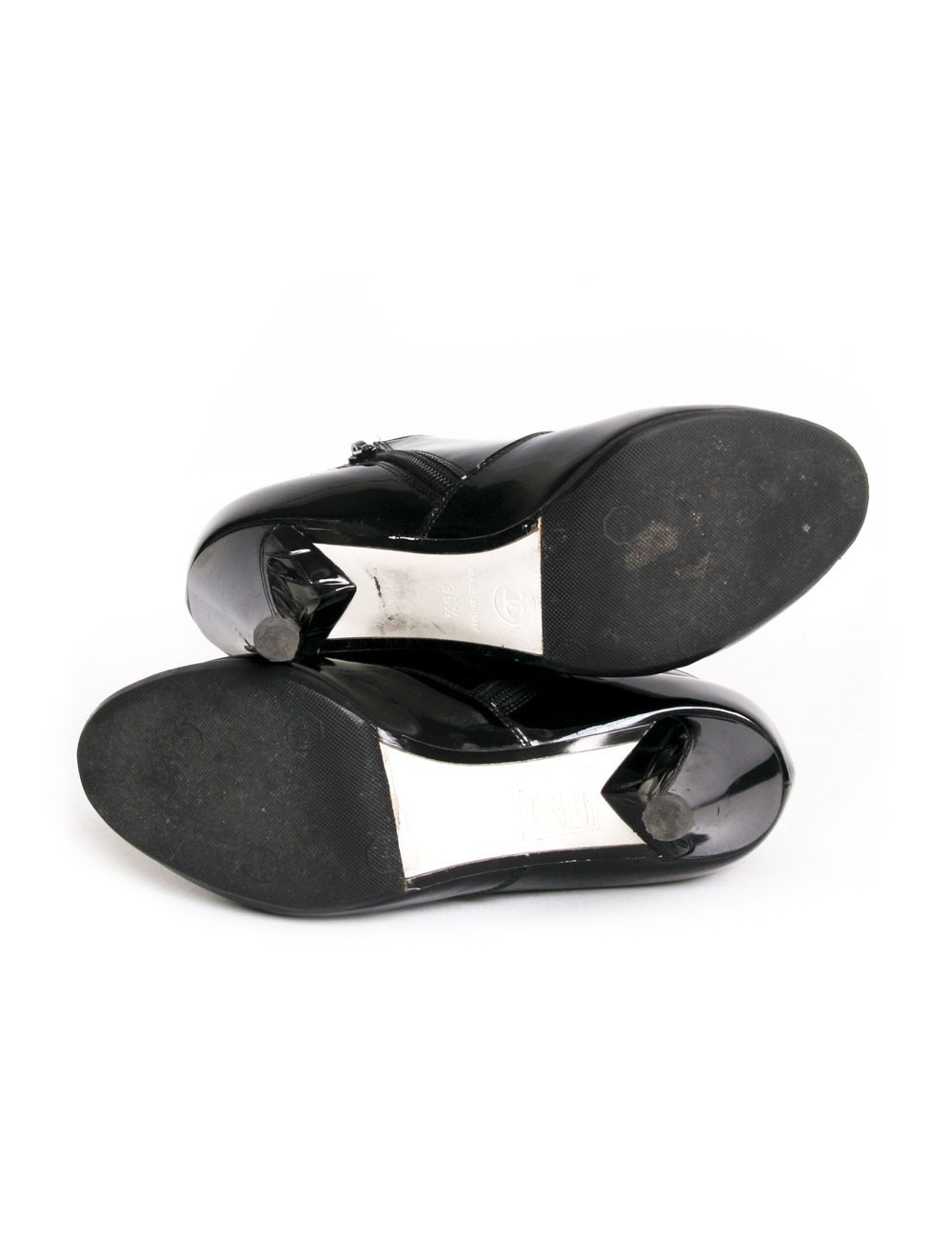 Mi-Boots CHANEL t 36.5 cuir verni noir